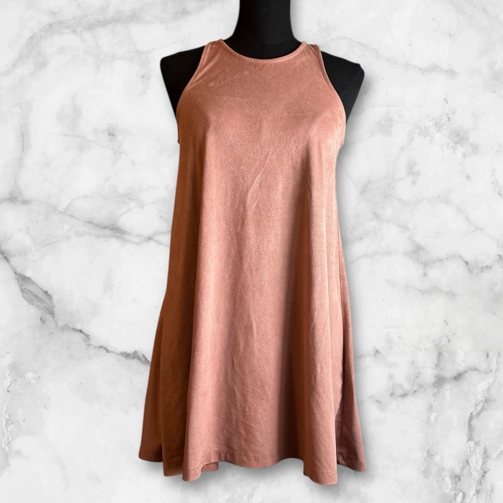 FULL TILT Sleeveless Mini Dress in Warm Tan Size 3 Faux Suede